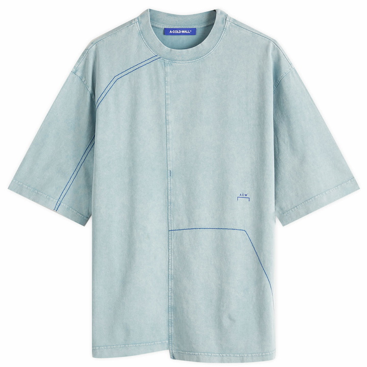 Photo: A-COLD-WALL* Men's Oblique T-Shirt in Grey-Green Tourmaline