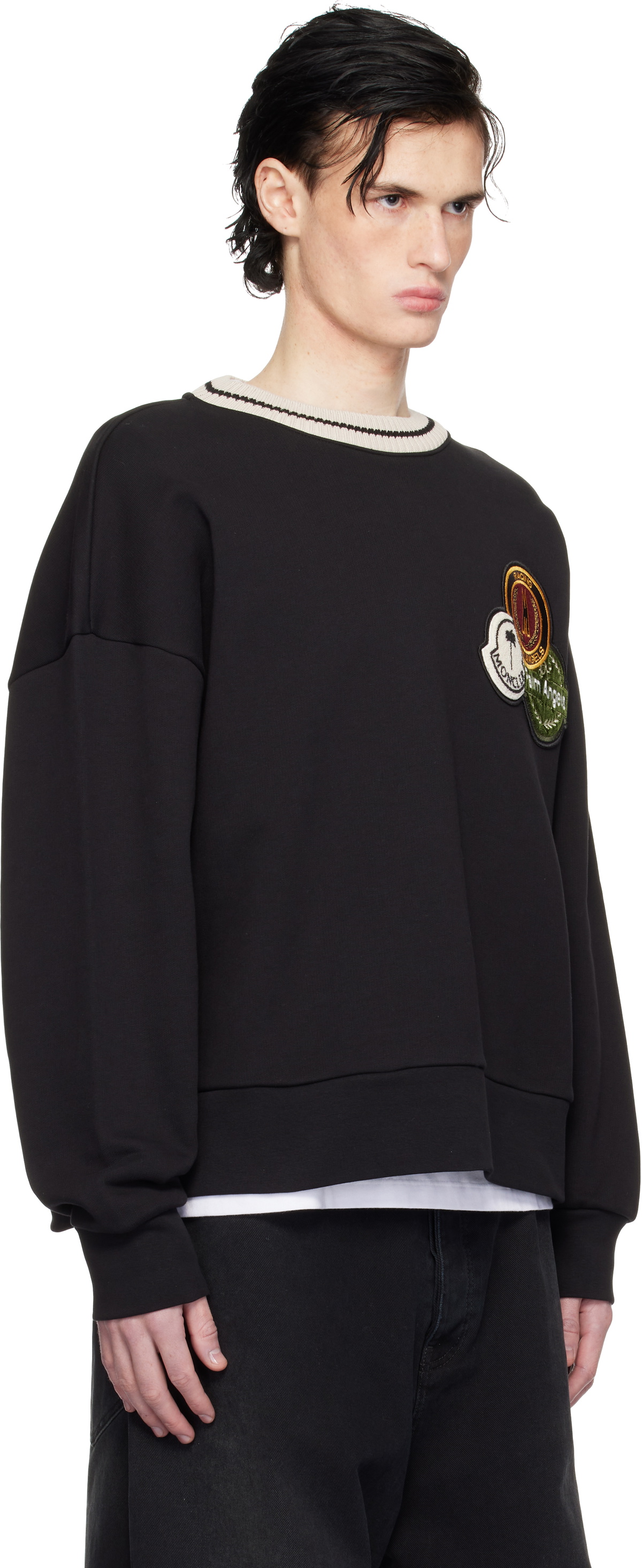 Moncler Genius Moncler x Palm Angels Black Appliqué Sweatshirt