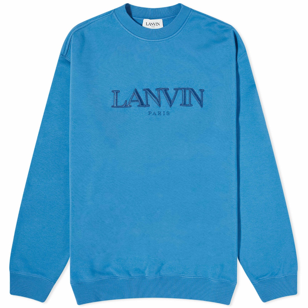 Photo: Lanvin Men's Embroidered Crew Sweat in Neptune Blue