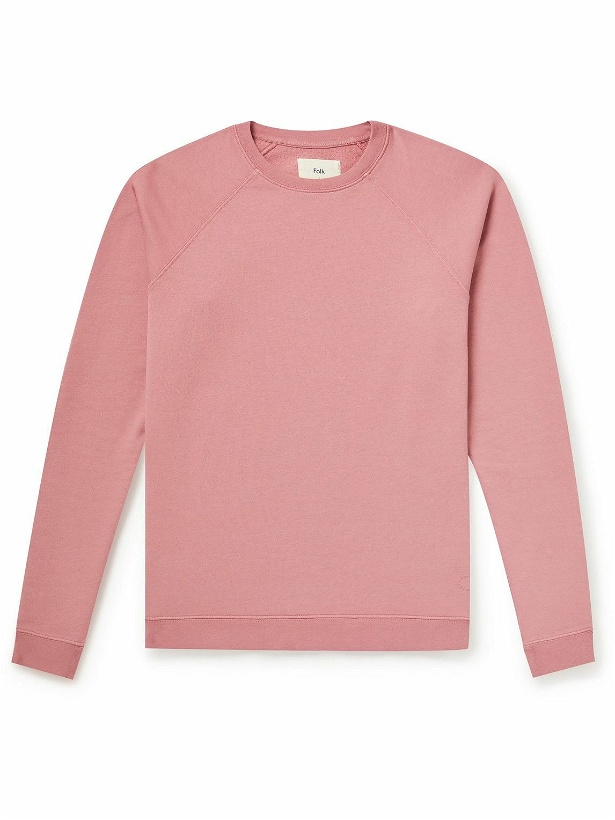 Photo: Folk - Rivet Garment-Dyed Cotton-Jersey Sweatshirt - Pink