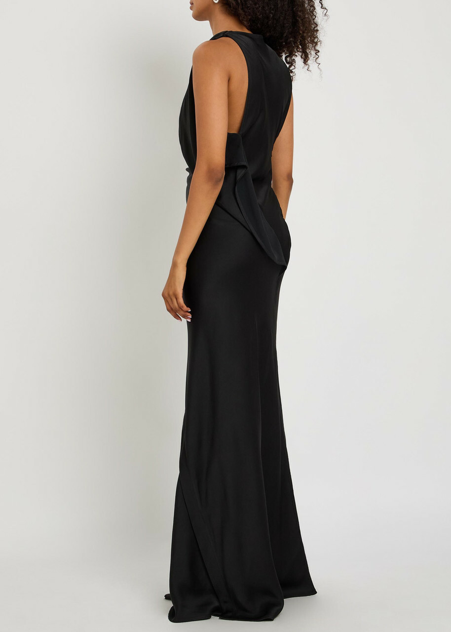 Victoria Beckham Kira Draped Satin-crepe Gown Black
