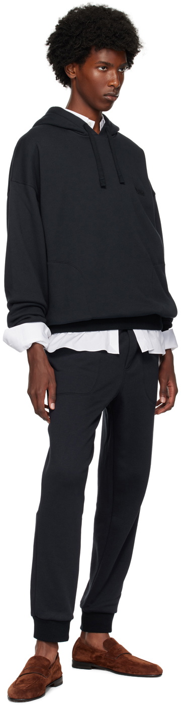 ZEGNA Navy Embroidered-Logo Hoodie