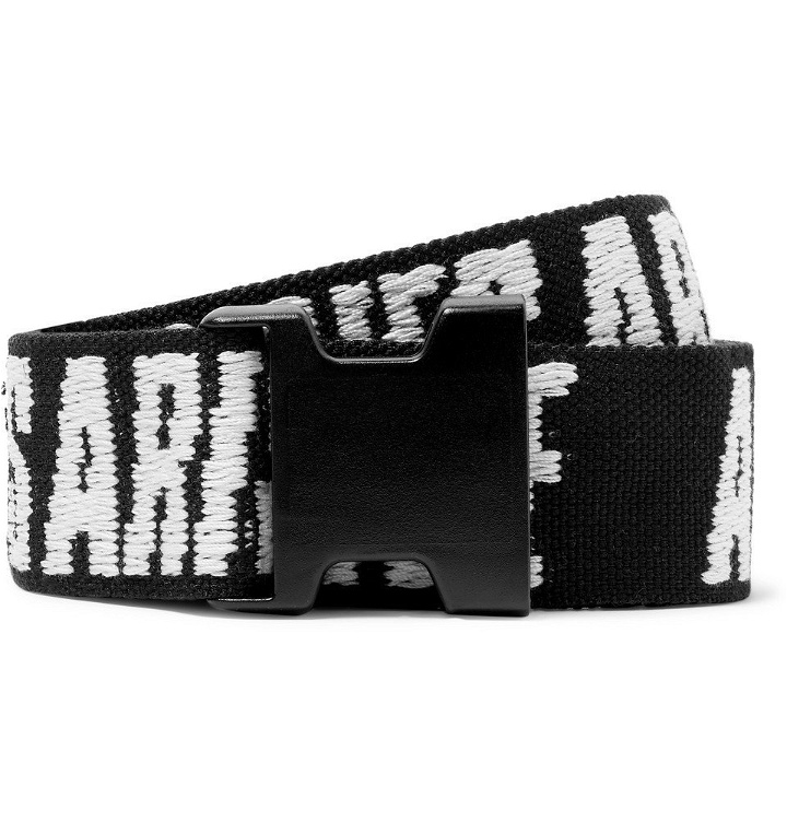 Photo: Aries - 4cm Logo-Jacquard Webbing Belt - Black