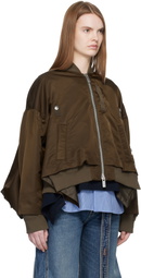 sacai Brown Nylon Twill Bomber Jacket