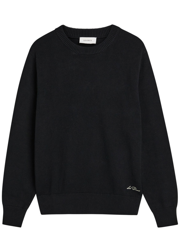 Photo: Les Deux Gary Globe Printed Cotton Jumper Black