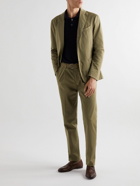 Boglioli - Straight-Leg Pleated Garment-Dyed Cotton-Blend Suit Trousers - Green