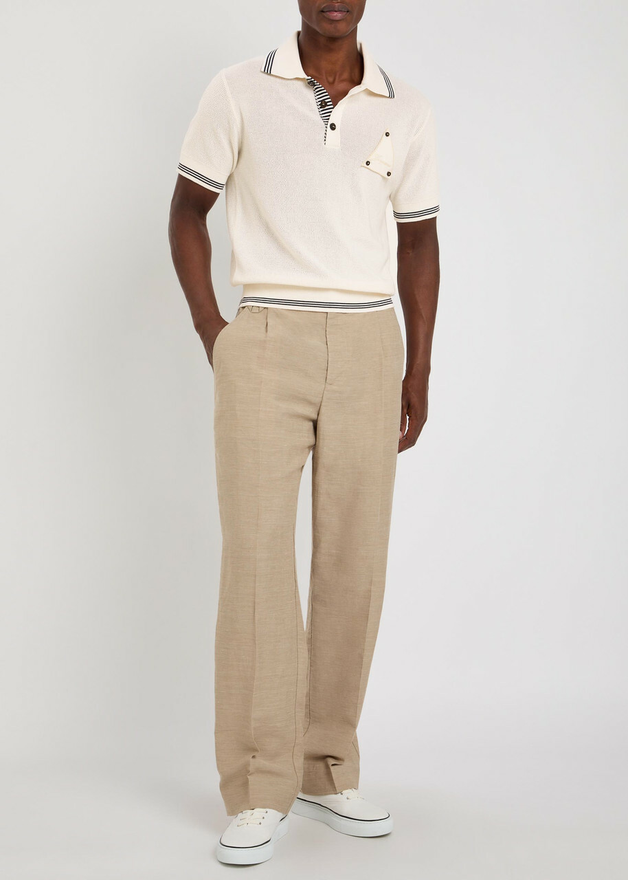 Jacquemus Le Polo Voilier Open-knit Silk and Cotton-blend Polo Shirt Off White