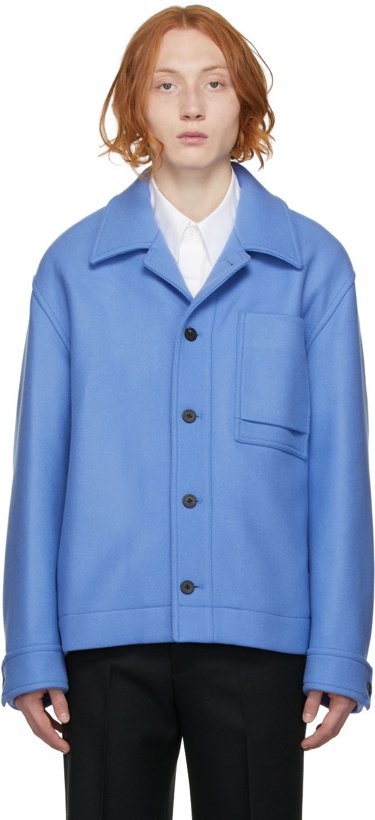 Photo: Solid Homme Blue Wool & Nylon Short Coat