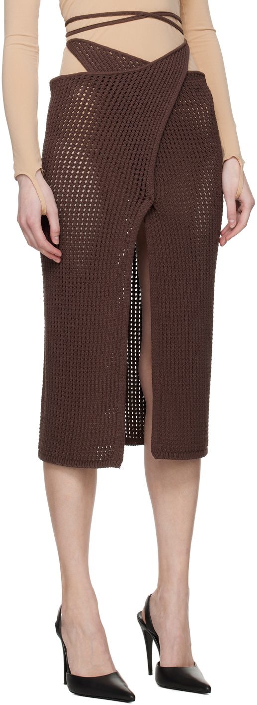 ANDREĀDAMO Brown Slit Midi Skirt