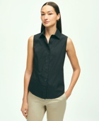 Brooks Brothers Women's Fitted Non-Iron Stretch Supima Cotton Sleeveless Dress Shirt | Black