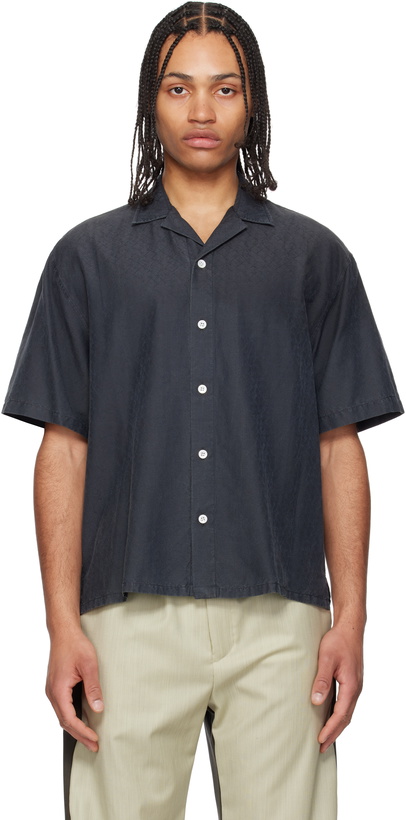 Photo: The Elder Statesman Black Jacquard Silk Camp Shirt