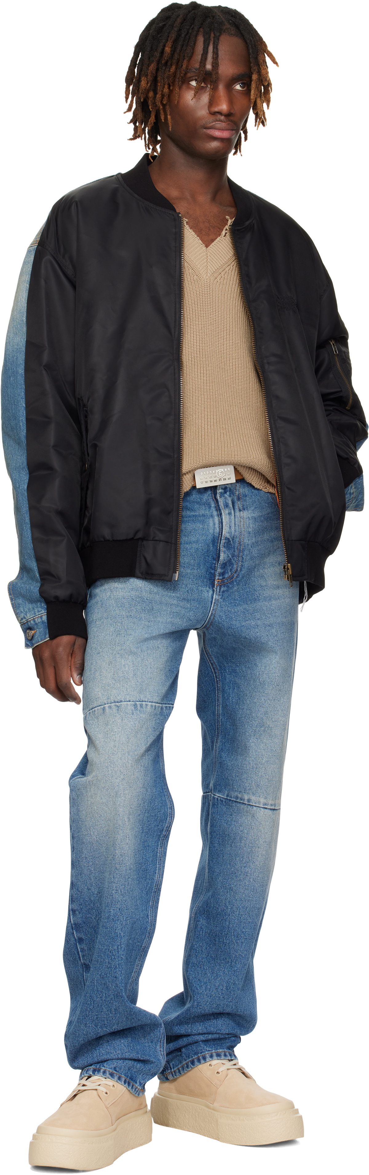 MM6 Maison Margiela Black Sports Denim Bomber Jacket MM6 Maison