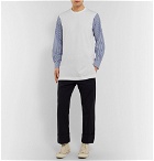 Comme des Garçons SHIRT - Slim-Fit Panelled Cotton-Jersey and Striped Poplin T-Shirt - White