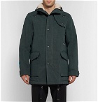 Lanvin - Appliquéd Cotton-Twill Hooded Parka with Detachable Faux Shearling Lining - Men - Emerald