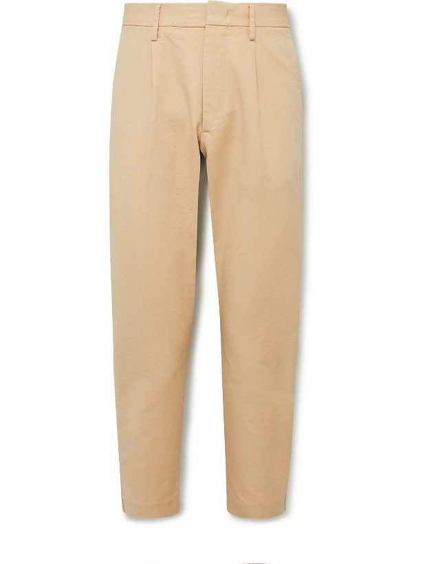Photo: NN07 - Bill Straight-Leg Cropped Pleated Stretch-Cotton Trousers - Neutrals