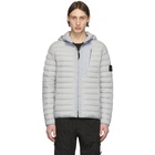 Stone Island Grey Down Loom Woven Hooded Puffer Jacket