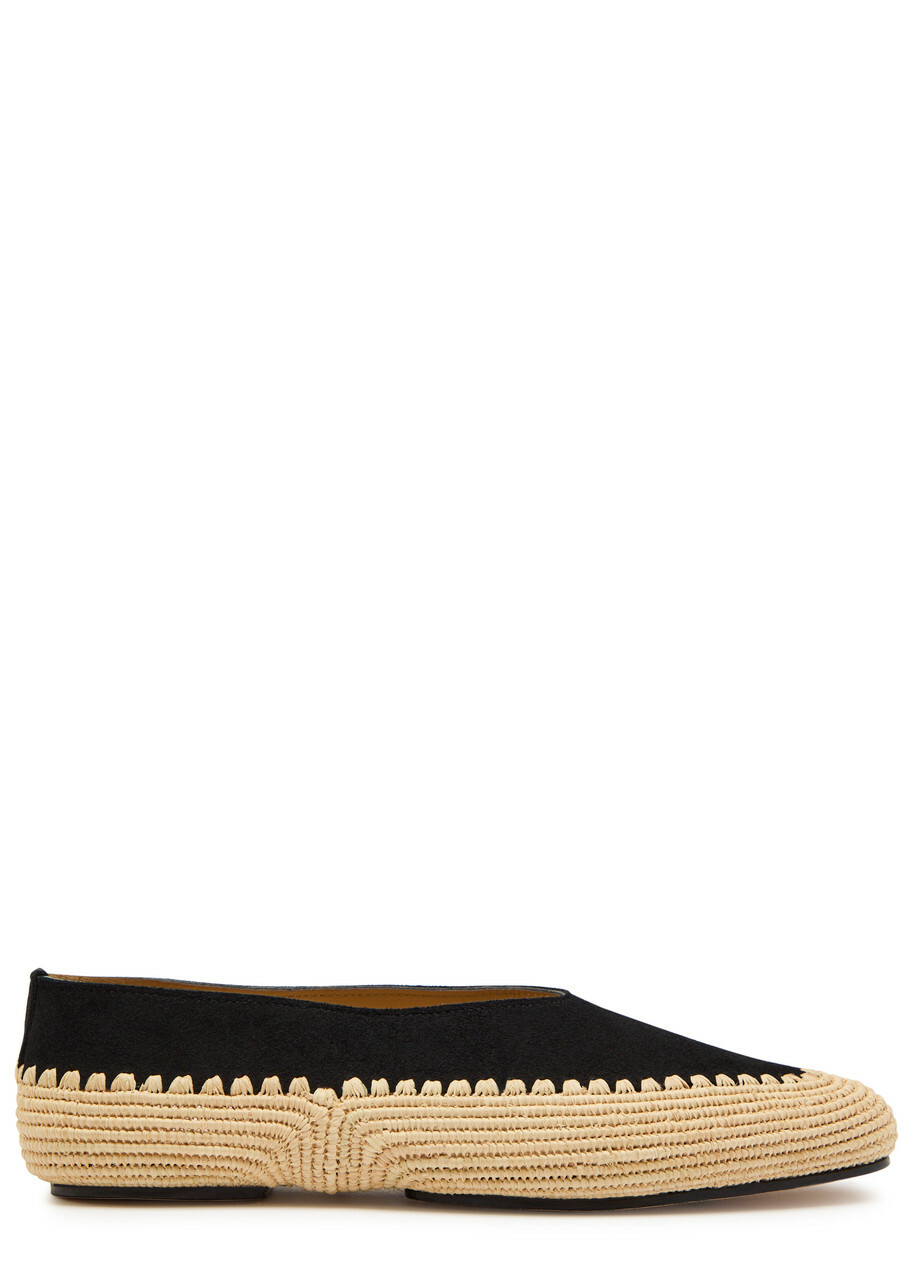 Gabriela Hearst Strength Raffia and Suede Flats Black