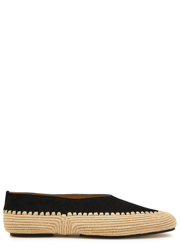 Photo: Gabriela Hearst Strength Raffia and Suede Flats Black