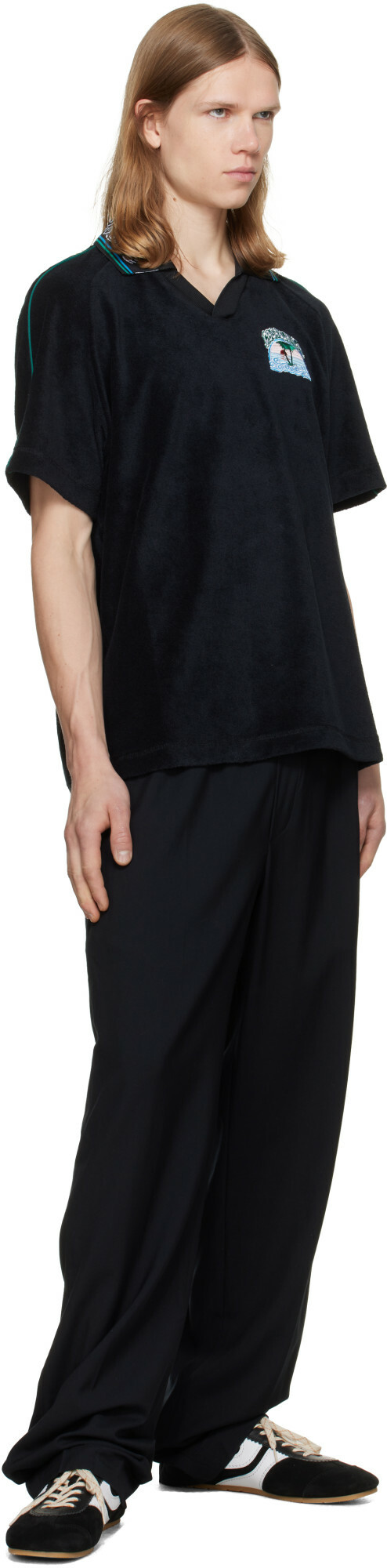 Casablanca Black Towelling Polo
