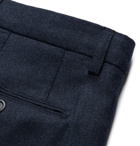 Canali - Charcoal Slim-Fit Mélange Virgin Wool-Flannel Trousers - Blue