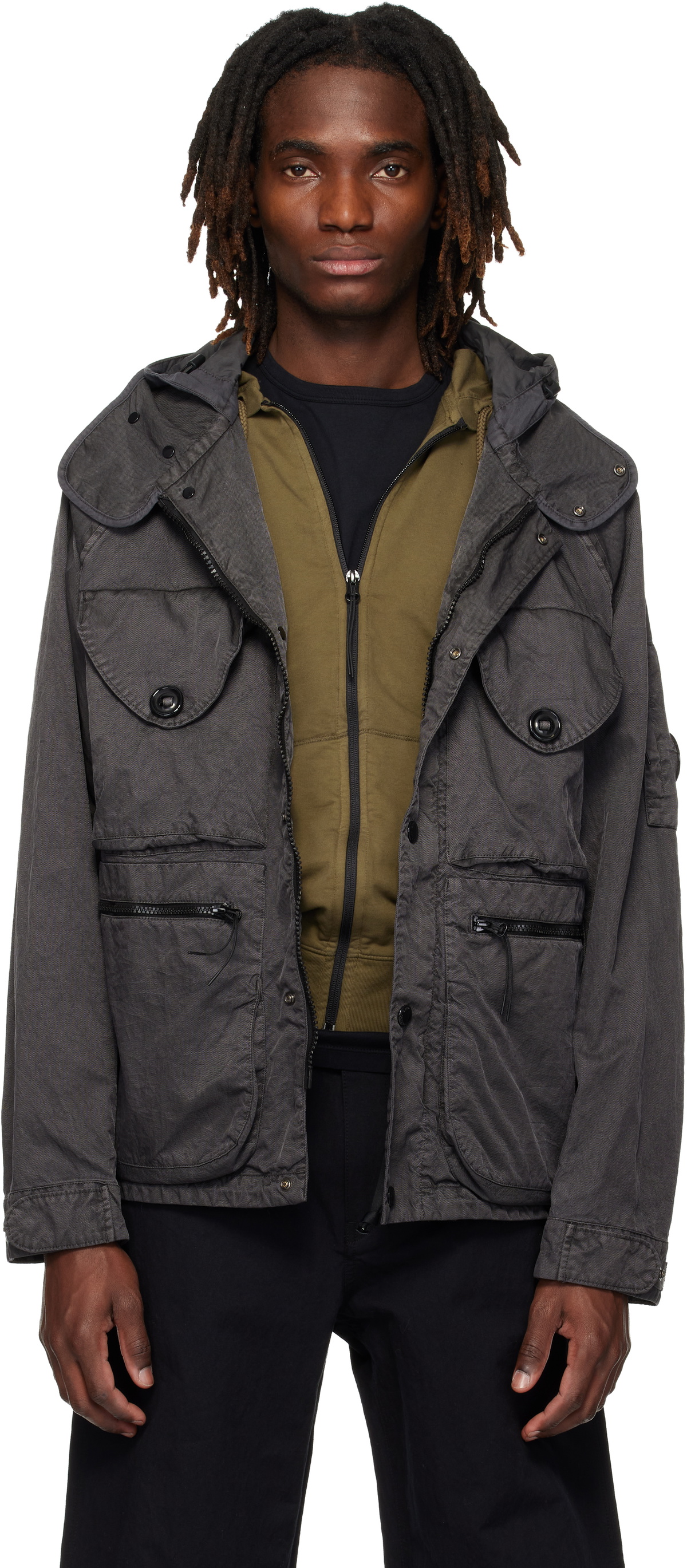 C.P. Company Brown Flatt Nylon Goggle Overshirt Jacket C.P. Company