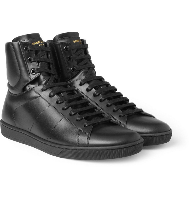 Photo: Saint Laurent - SL01H Leather High Top Sneakers - Men - Black