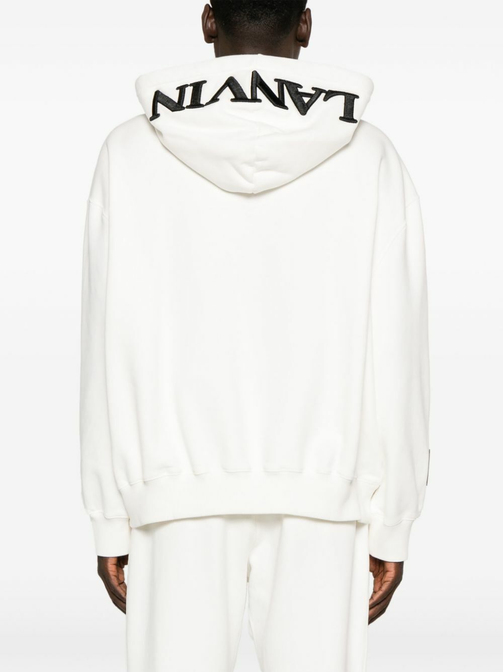 Lanvin White Logo-Embroidered Cotton Hoodie
