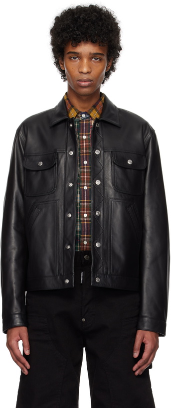 Photo: Dsquared2 Black Boxy Jean Leather Jacket