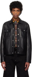 Dsquared2 Black Boxy Jean Leather Jacket