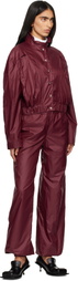 FIDAN NOVRUZOVA Burgundy Macar Nylon Windbreaker Bomber Jacket
