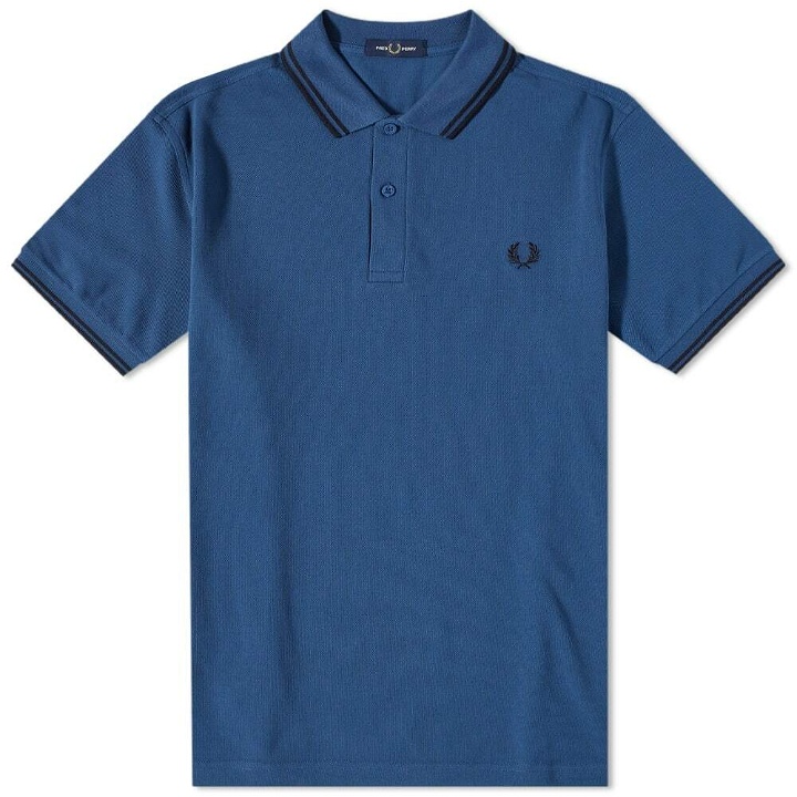 Photo: Fred Perry Authentic Men's Slim Fit Twin Tipped Polo Shirt in Midnght Blue/Navy