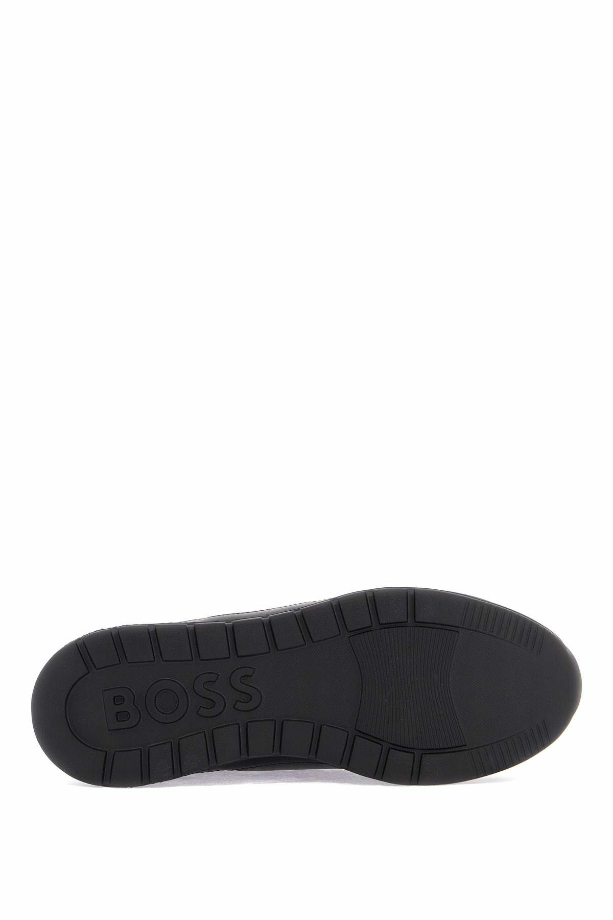 BOSS black leather minimalist sneakers with leather sole jace_runn_bu Black