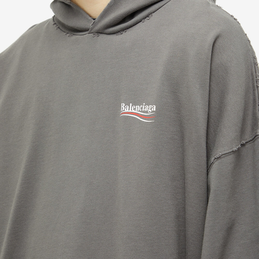 Balenciaga Men's Fit Hoody in Smoke Grey/White/Red Balenciaga