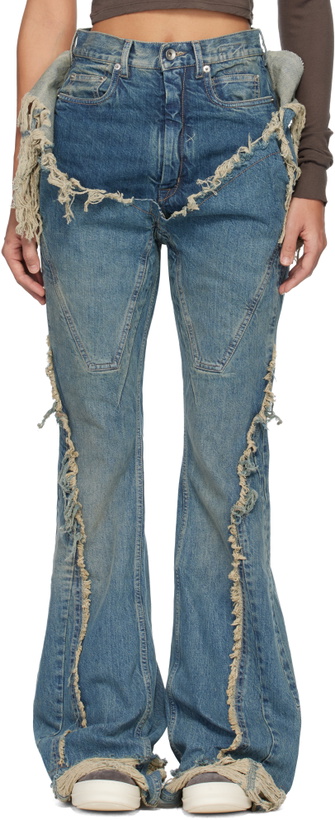 Photo: Rick Owens DRKSHDW Blue Temple Slivered Bootcut Jeans