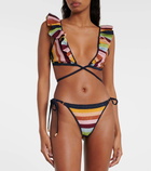 Zimmermann Alight striped metallic knit bikini