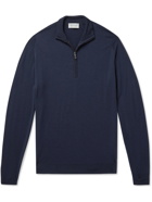 JOHN SMEDLEY - Barrow Mélange Merino Wool Half-Zip Sweater - Blue