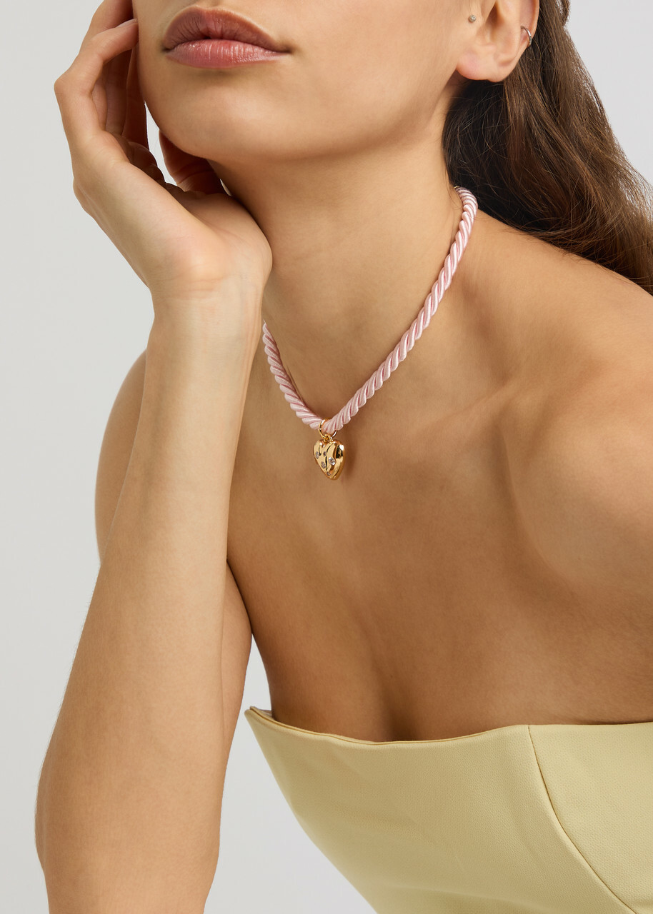 Timeless Pearly Heart 24kt Gold-plated Cord Necklace - Light Pink - One Size