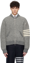 Thom Browne Gray Irish Wool 4-Bar Bomber Jacket