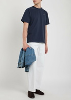 Forét Embroidered Cotton T-shirt Navy
