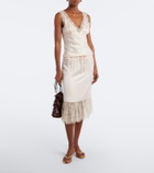 Posse Blake lace-trimmed silk satin top