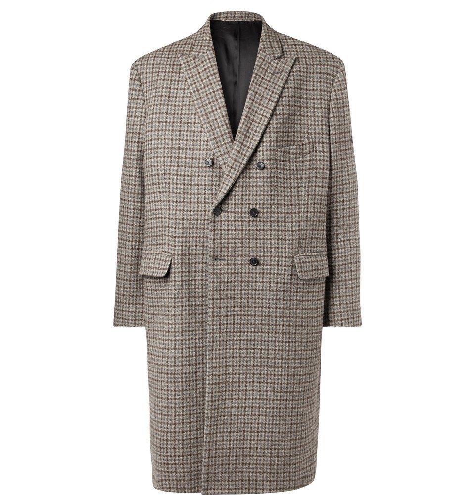 Balenciaga - Oversized Double-Breasted Checked Wool Coat - Brown ...