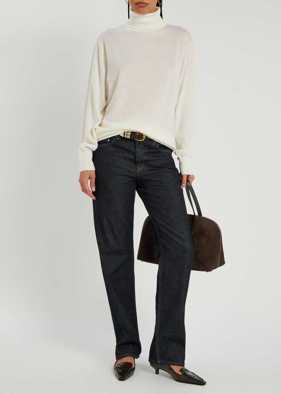 Toteme Turtle-neck Fine-knit Wool Jumper Ecru