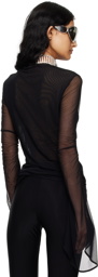 Blumarine Black Crystal-Cut Long Sleeve T-Shirt