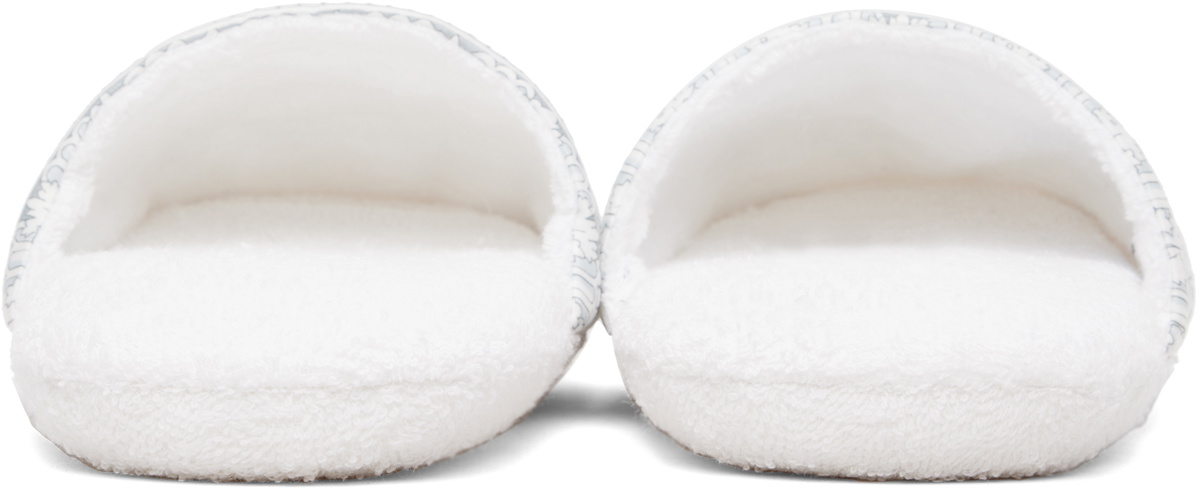 Versace White 'I Heart Baroque' Slippers