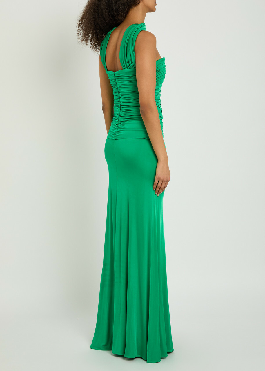 The New Arrivals Ilkyaz Ozel Amanda Stretch-jersey Maxi Dress Green
