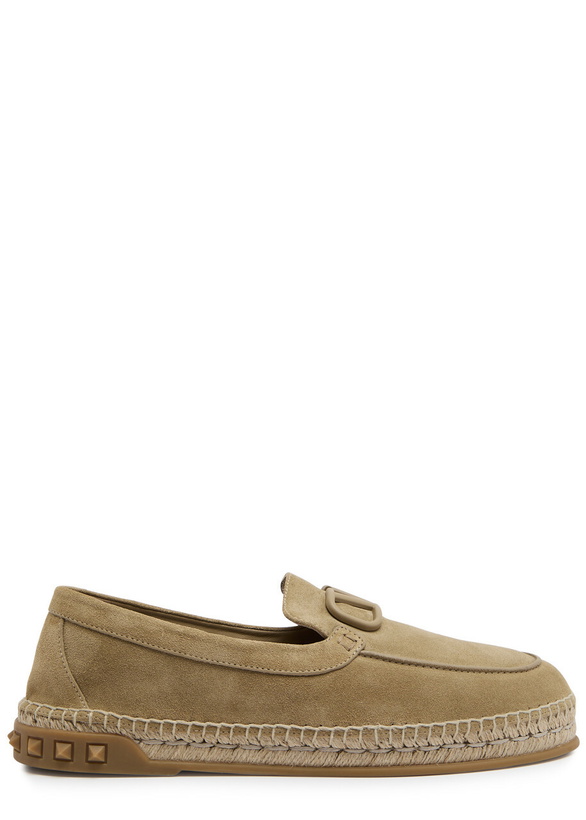 Photo: Valentino Leisure Flows VLogo Suede Espadrilles Beige