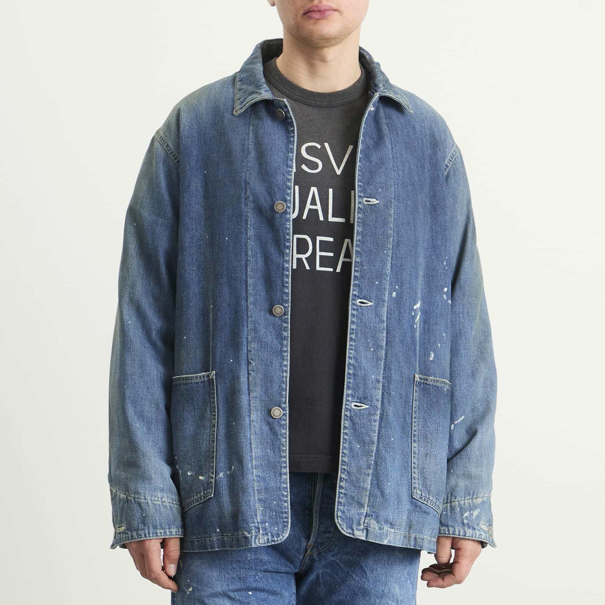 Visvim Men's Social Sculpture DMGD Down Jacket in Indigo Visvim