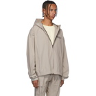 Essentials Taupe Reflective Logo Pullover Anorak