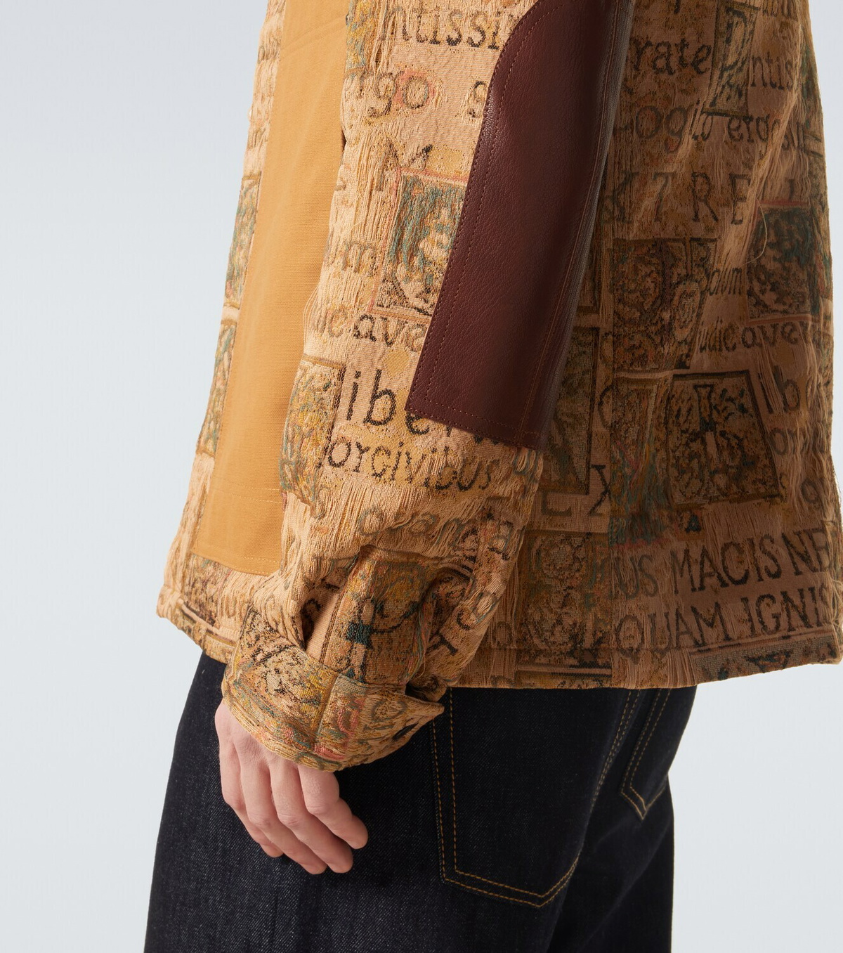 Junya Watanabe Leather-trimmed jacquard jacket