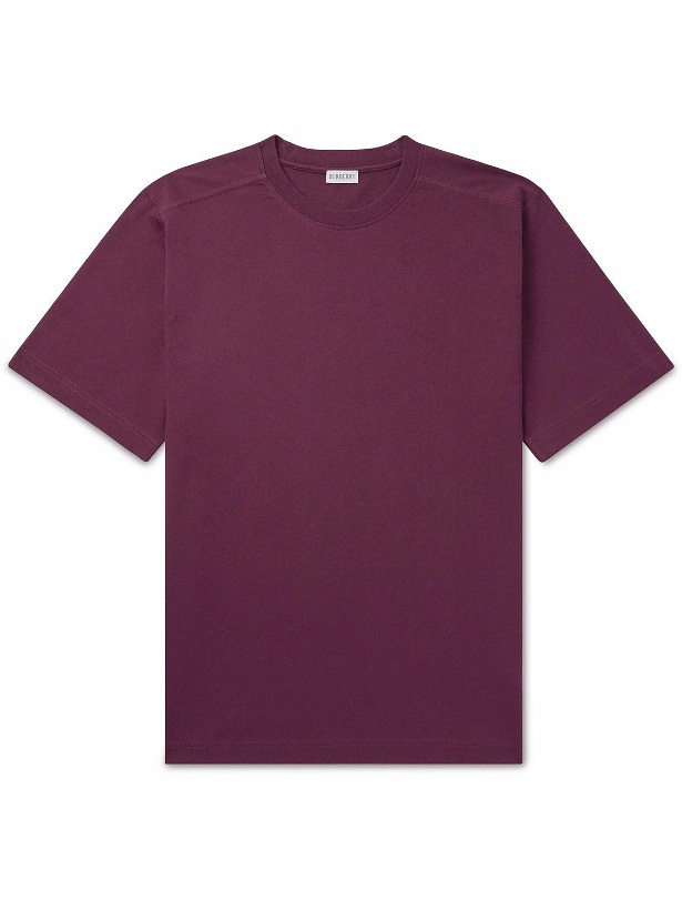 Photo: Burberry - Logo-Embroidered Cotton-Jersey T-Shirt - Purple